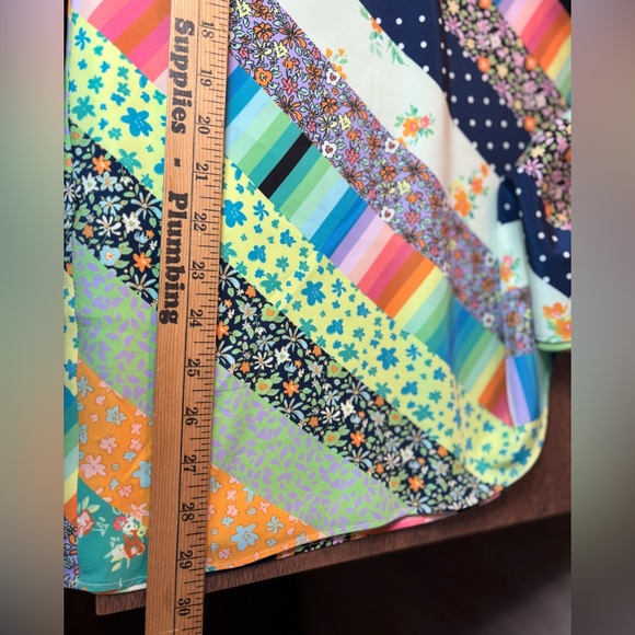 Steve Madden Charmeuse Midi Slip  Skirt Patchwork Floral Size L - Picture 7 of 9